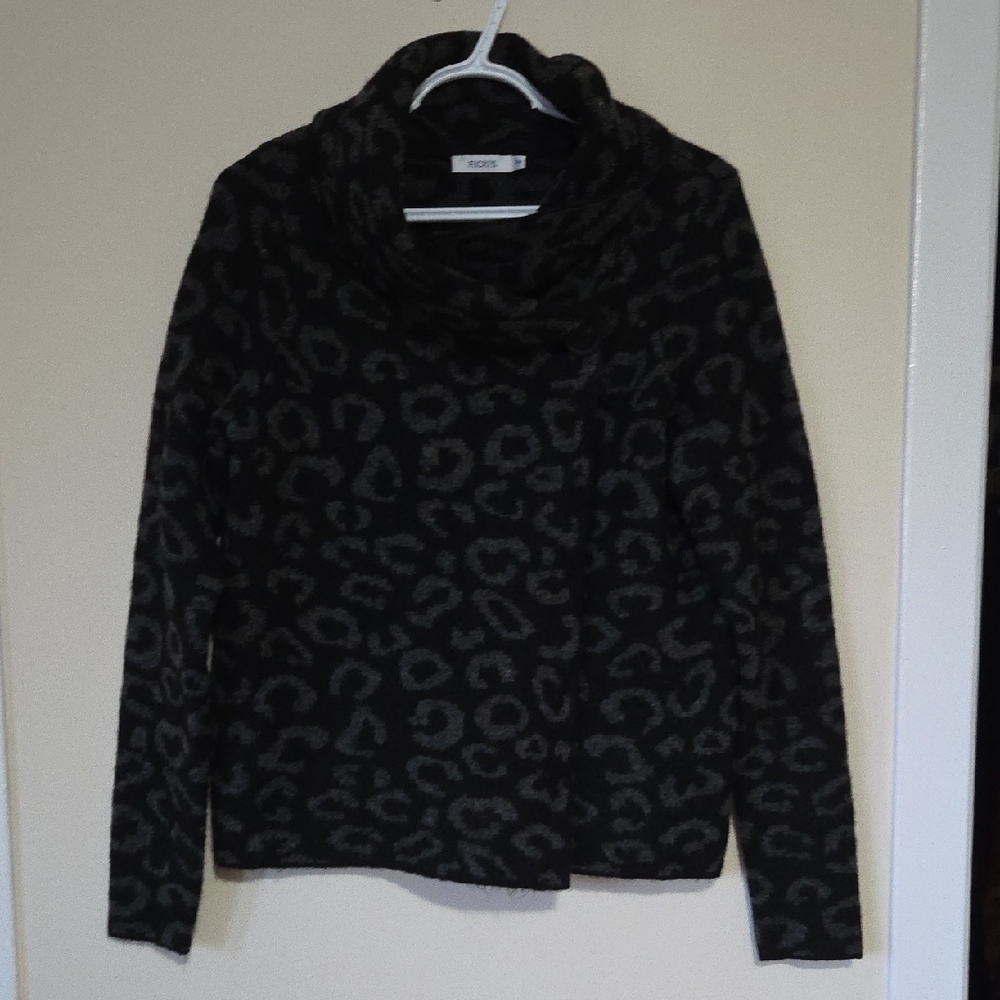 4/$20 Ricki's Black and Gray Patterned Cowl Neck Sweater